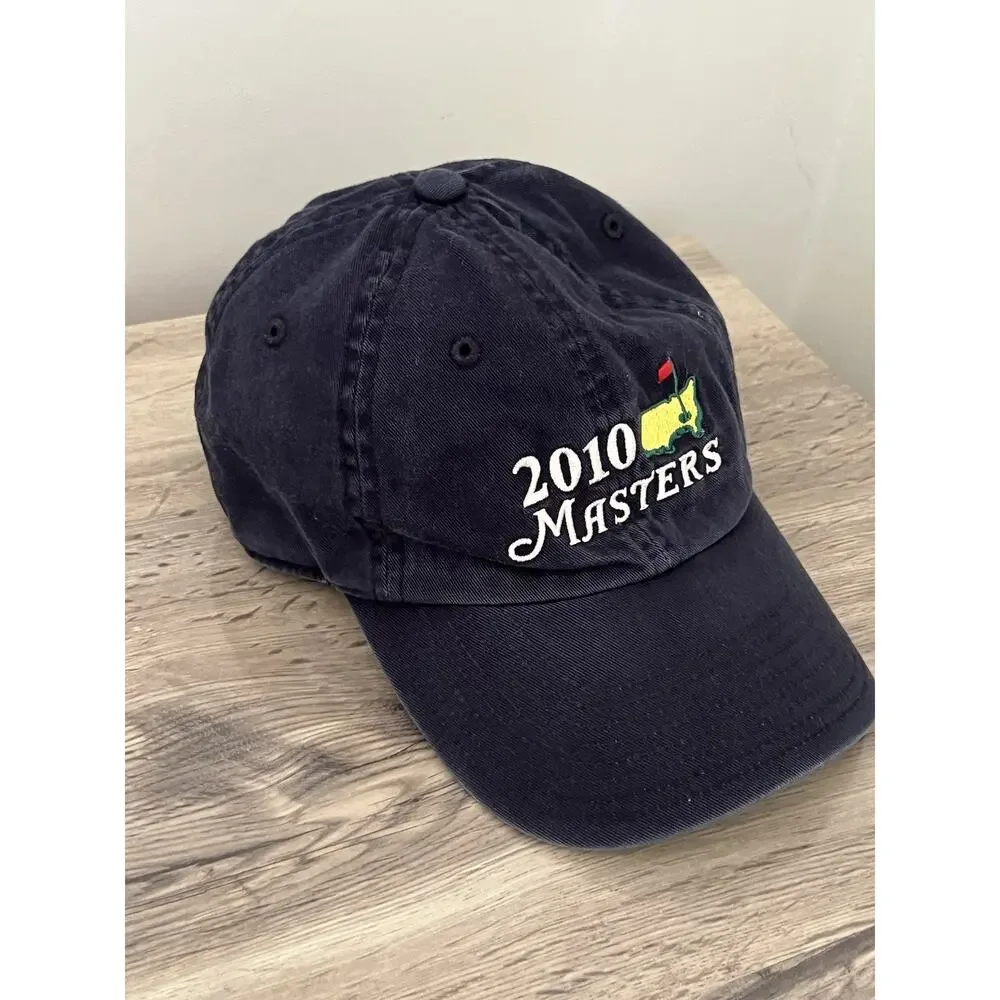 Lot of 2 Masters Golf strapback hat 2010 navy blue light blue American Needle